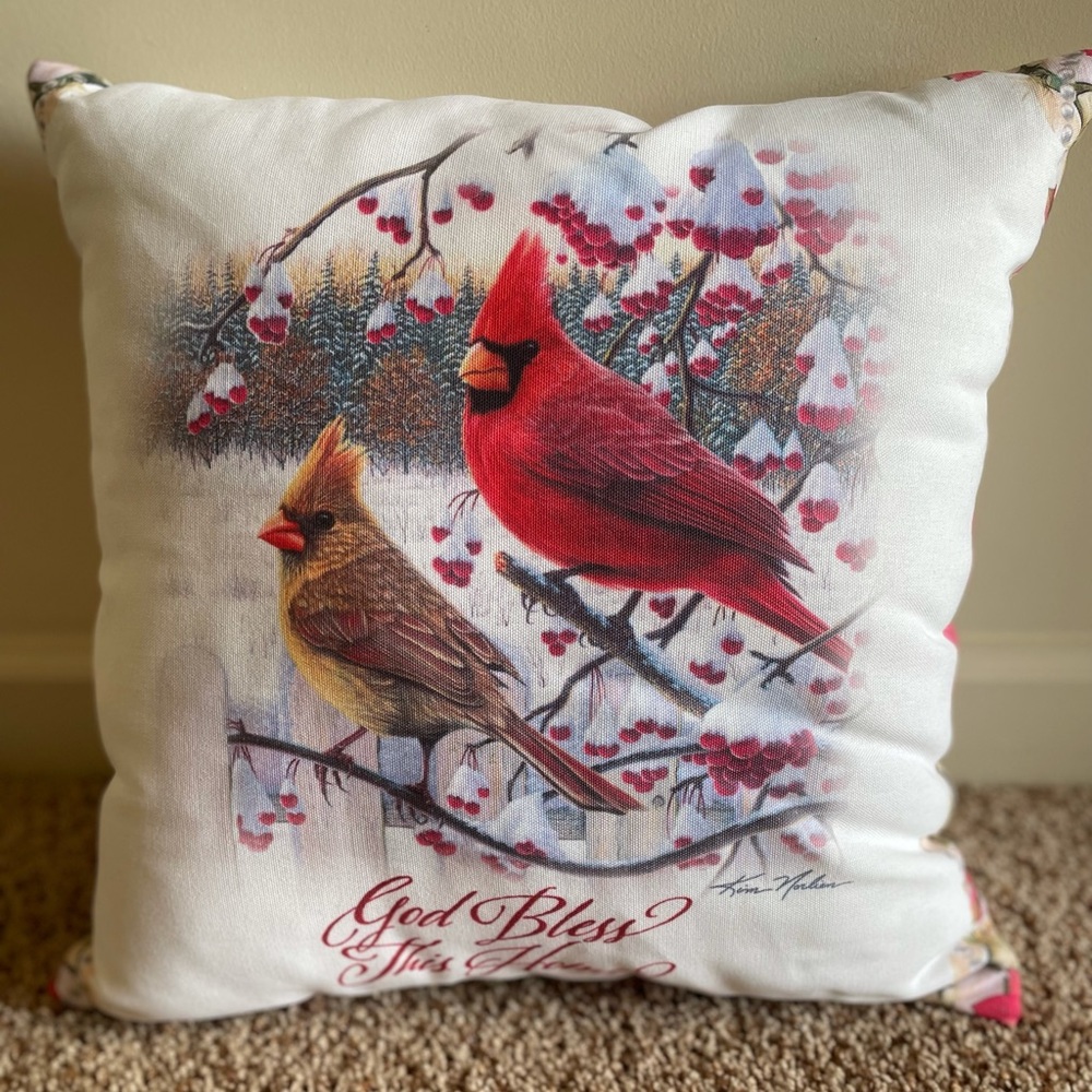 Climaweave Songbird Winter Cardinals Throw Pillow